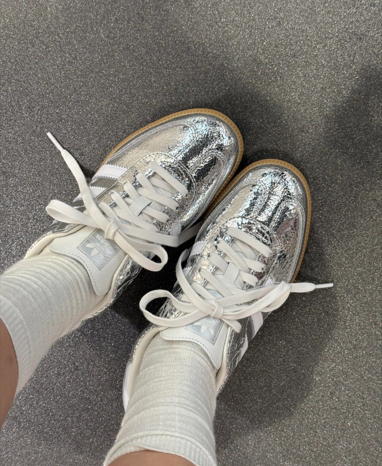 Adidas Samba OG Silver Metallic Cracked Leather - Image 2