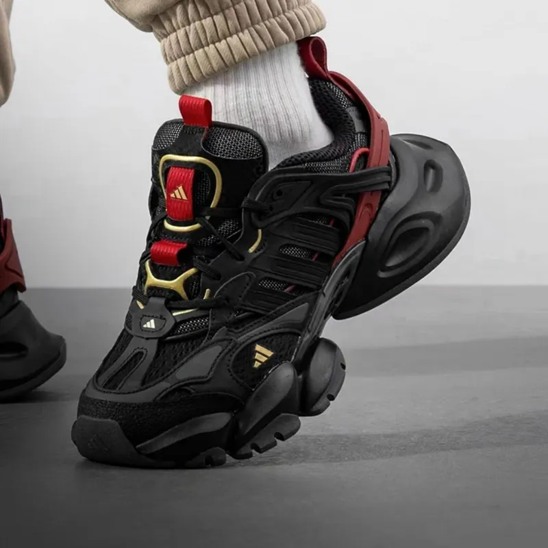 adidas XLG Runner Deluxe Black Gold Metallic Red - Image 3