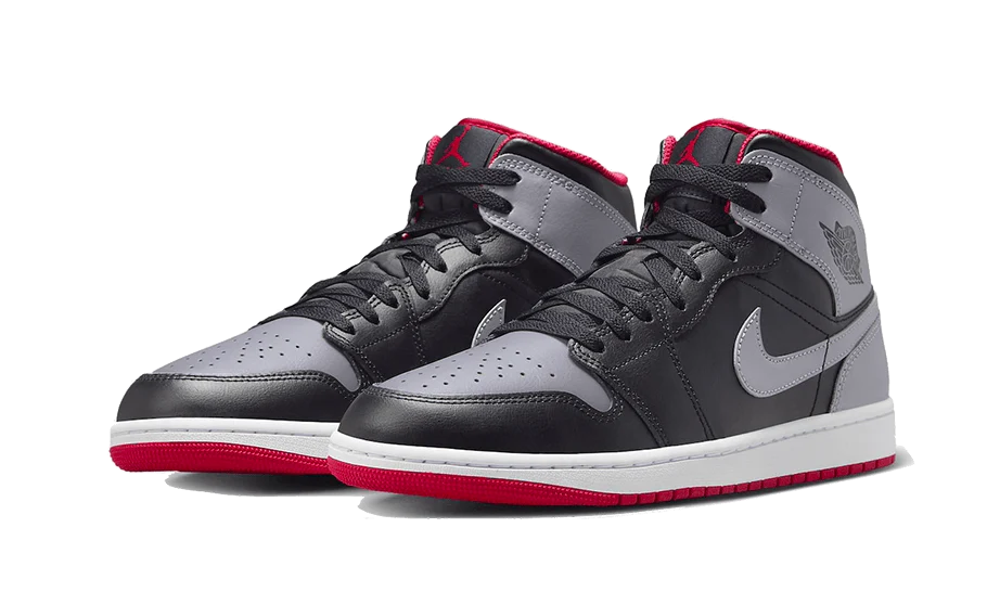 Air Jordan 1 Mid Black Grey Red - Image 2