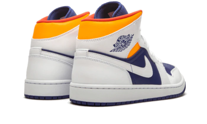 Air Jordan 1 Mid White Laser Orange Deep Royal Blue - Image 3
