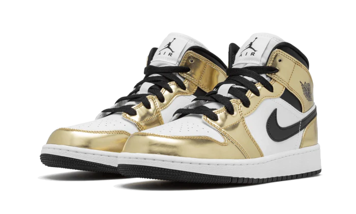 Air Jordan 1 Mid White Metallic Gold - Image 2