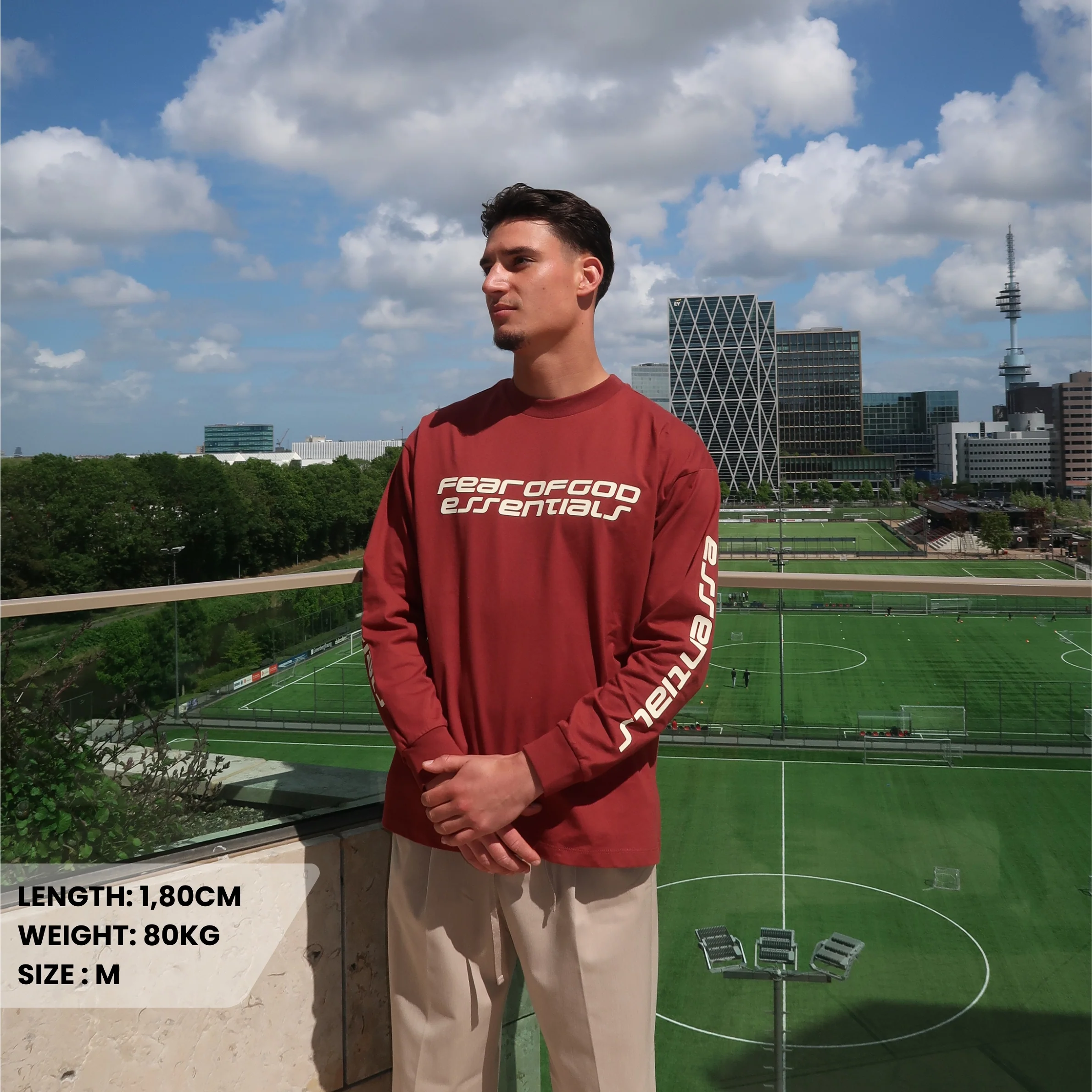Fear of God Essentials 90s Longsleeve Crimson - Image 2