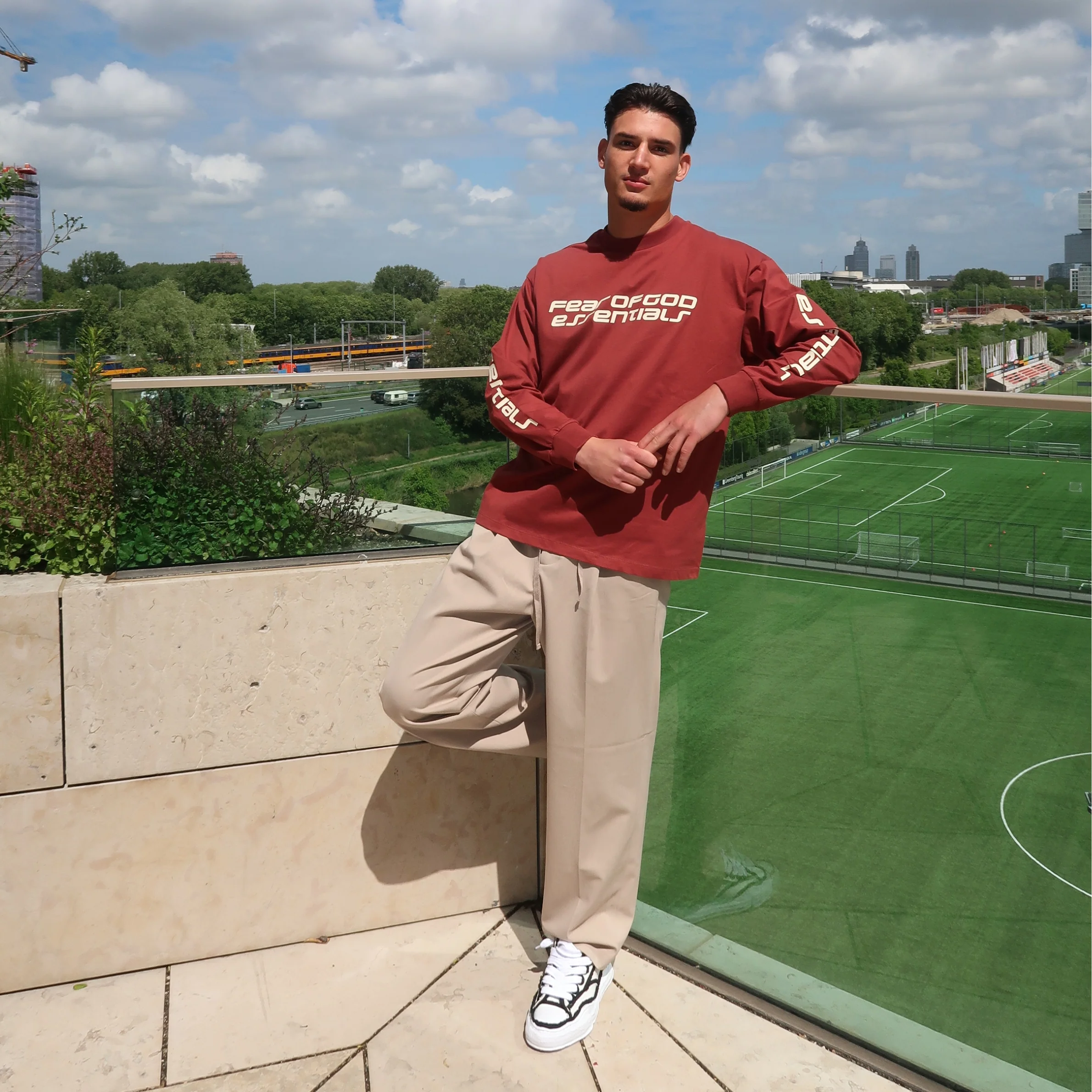 Fear of God Essentials 90s Longsleeve Crimson - Image 3