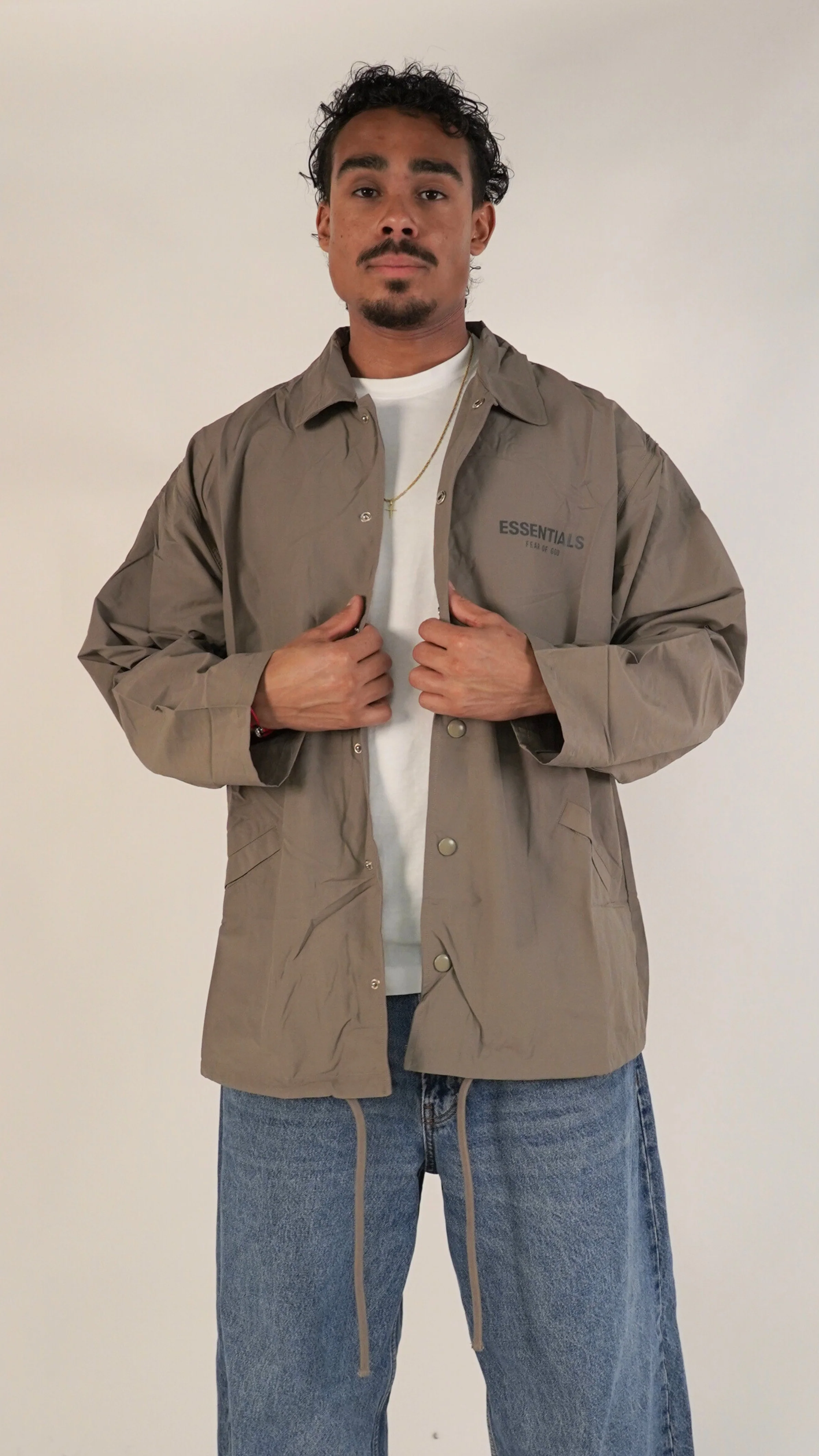 Fear of God Essentials FW20 Coach Jacket Taupe - Image 3