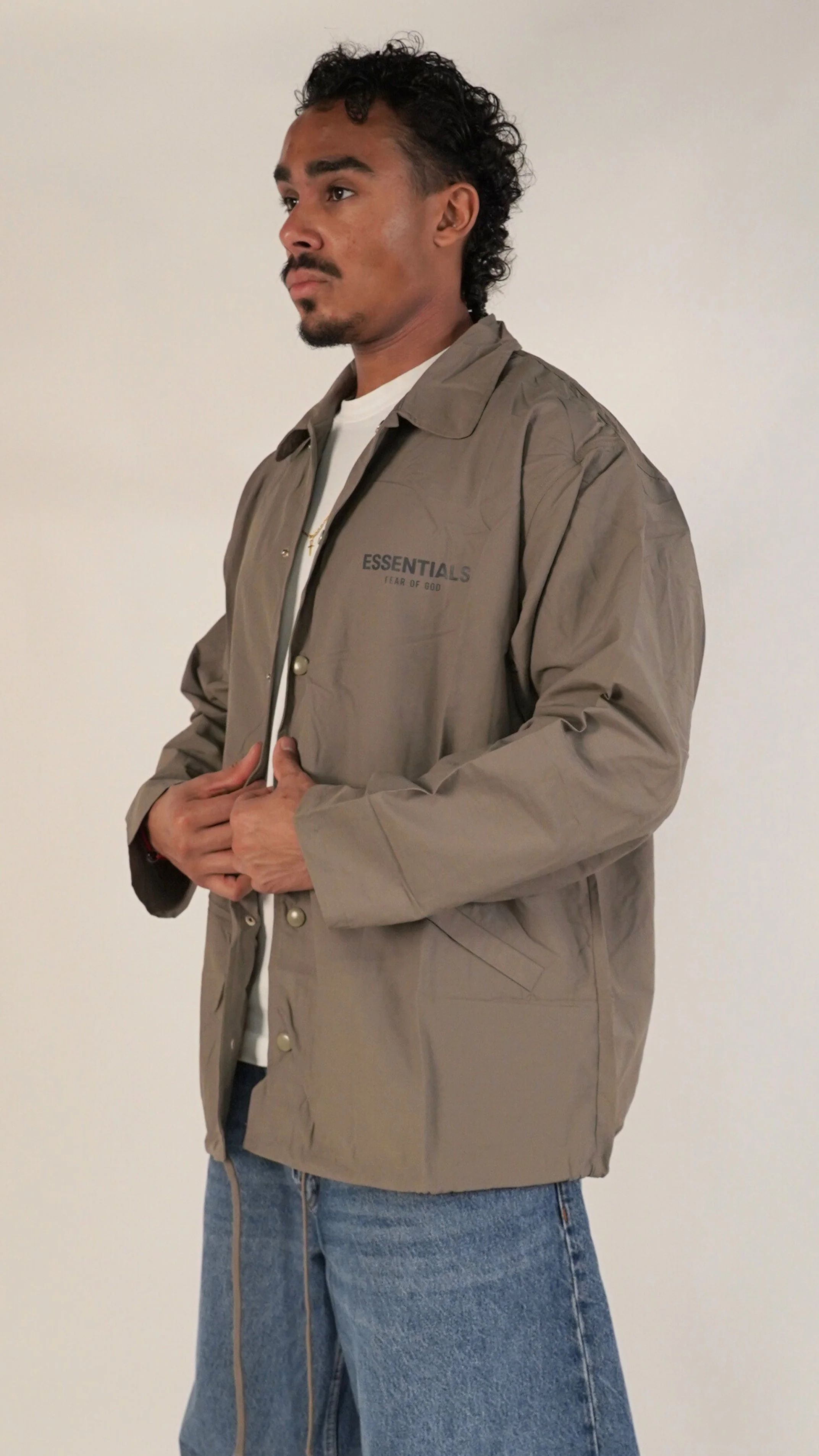 Fear of God Essentials FW20 Coach Jacket Taupe - Image 4