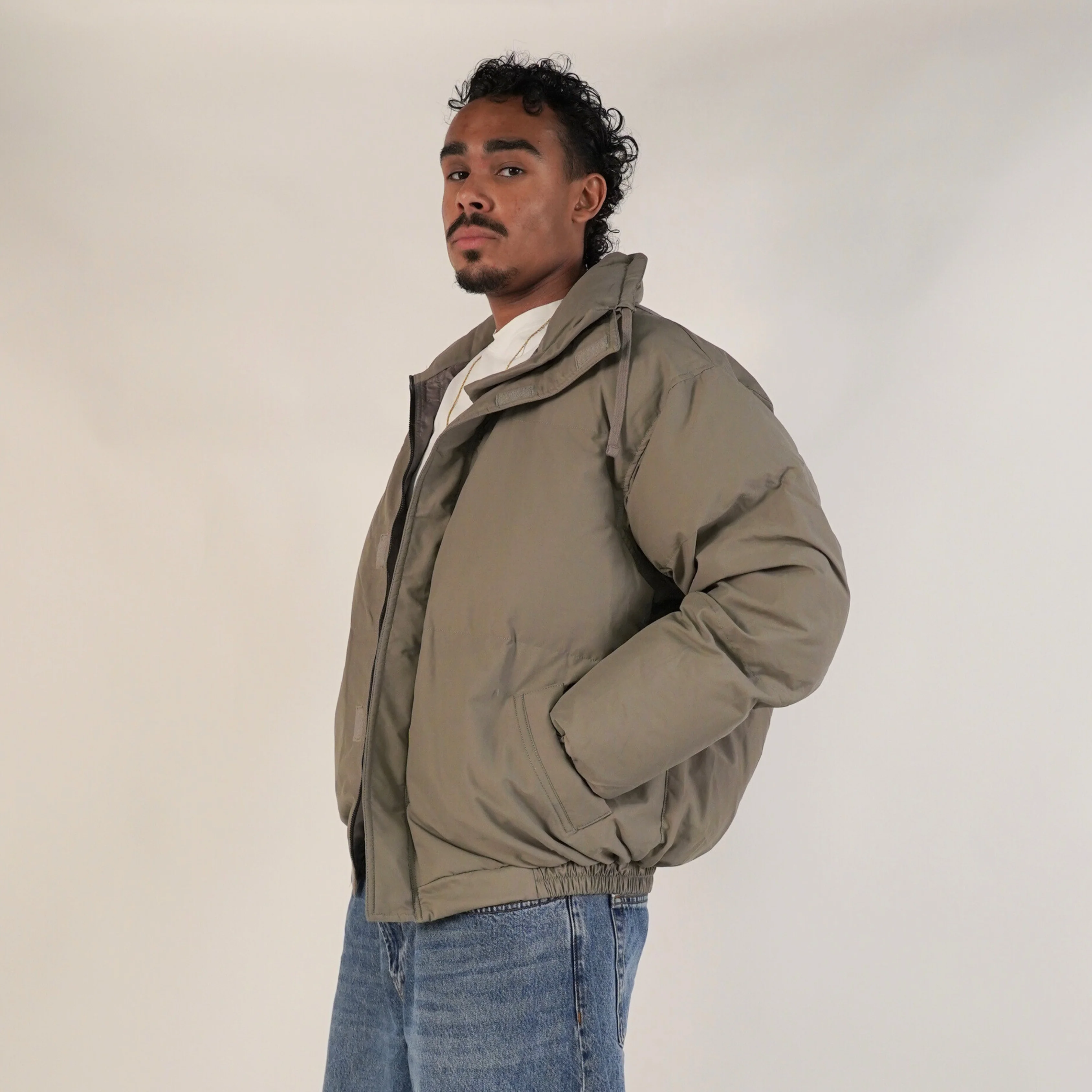 Fear of God Essentials FW20 Puffer Jacket Taupe - Image 2