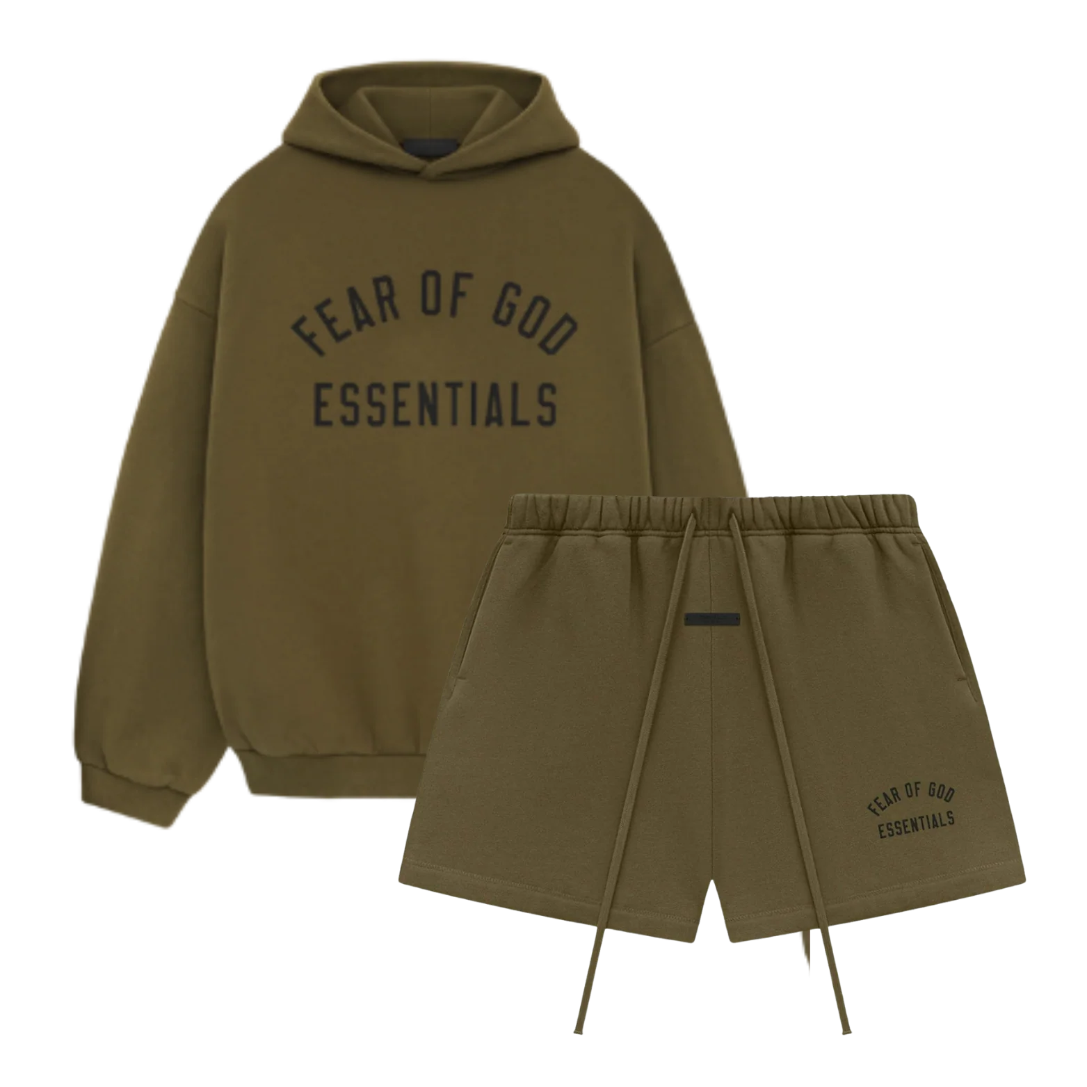 Fear of God Essentials FW24 Olive Hoodie + Olive Korte Broek