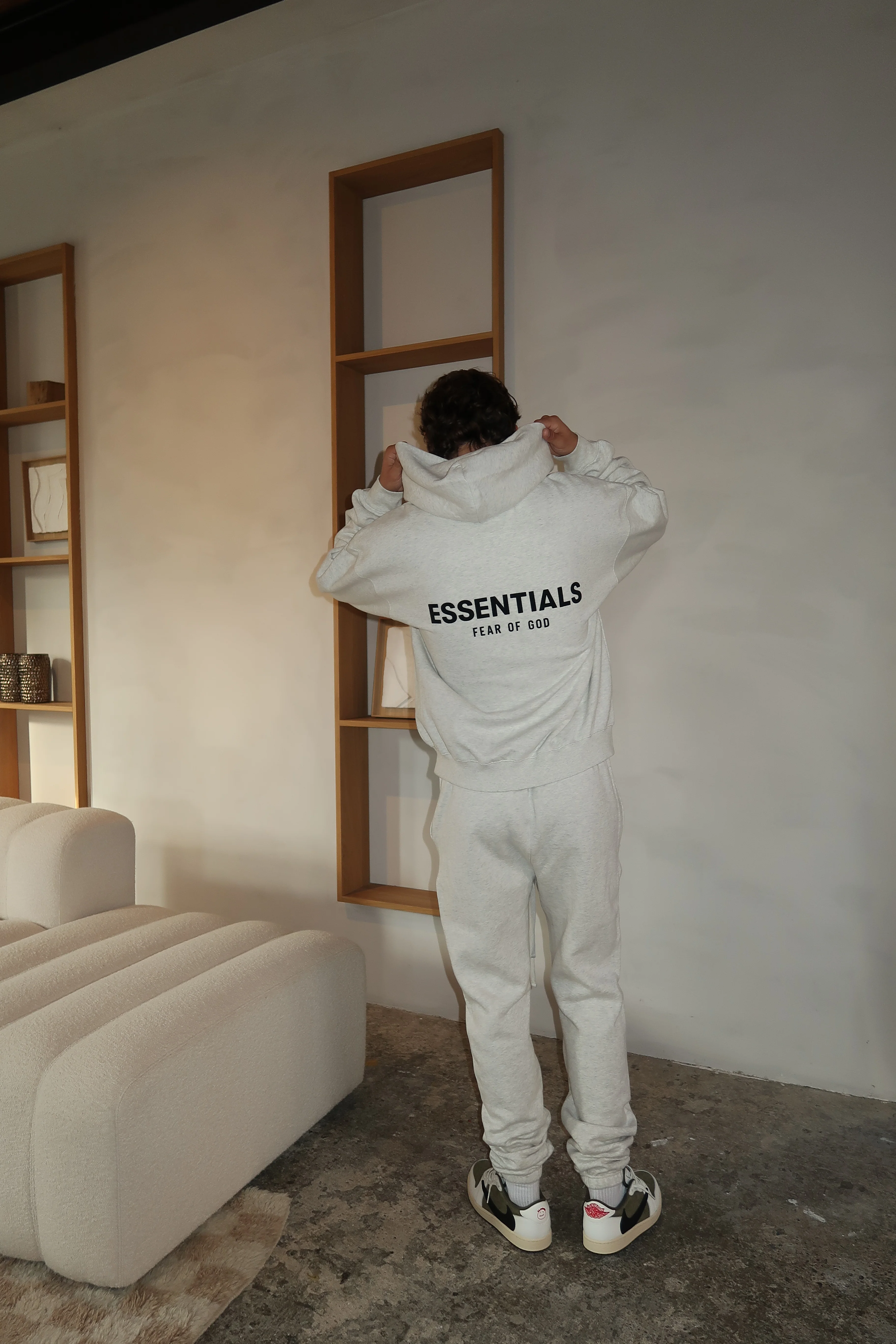 Fear of God Essentials Light Oatmeal Hoodie - Image 2