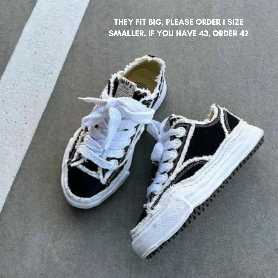 Maison Mihara Yasuhiro Peterson OG Sole Canvas Low Frayed Black - Image 2