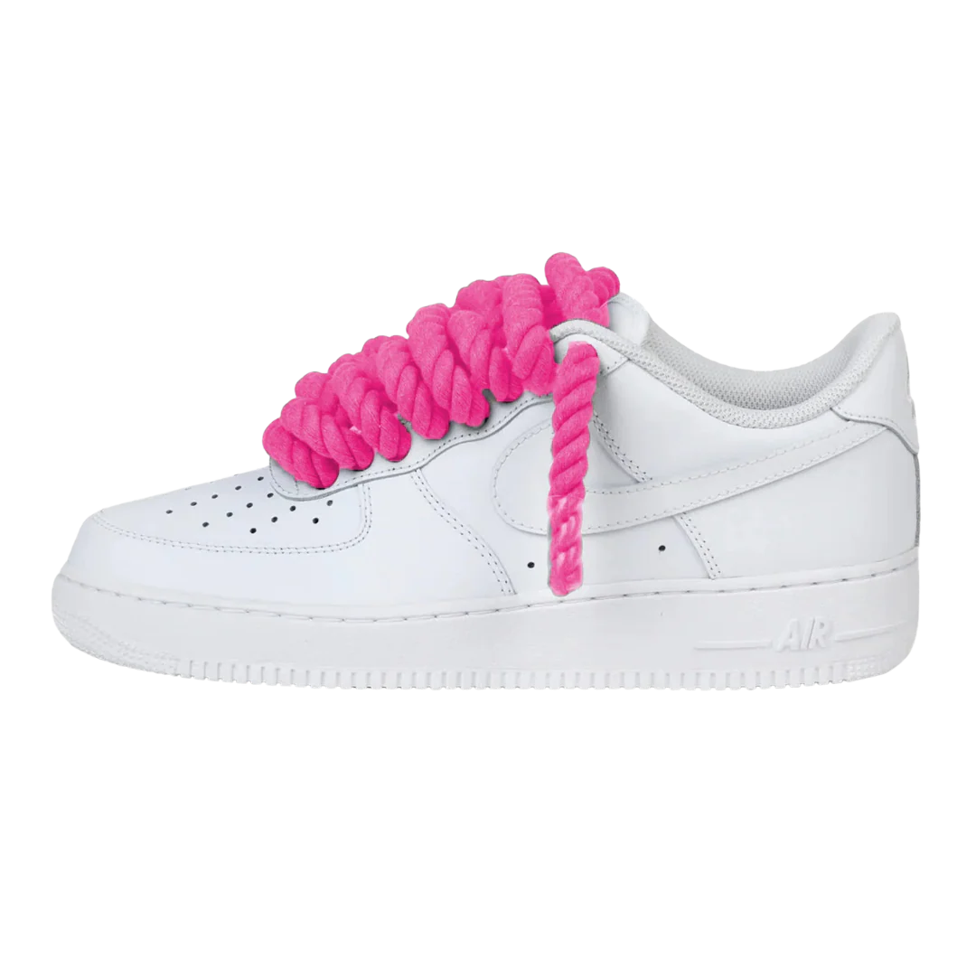 Nike Air Force 1 Low Rope Laces Neon Pink Custom
