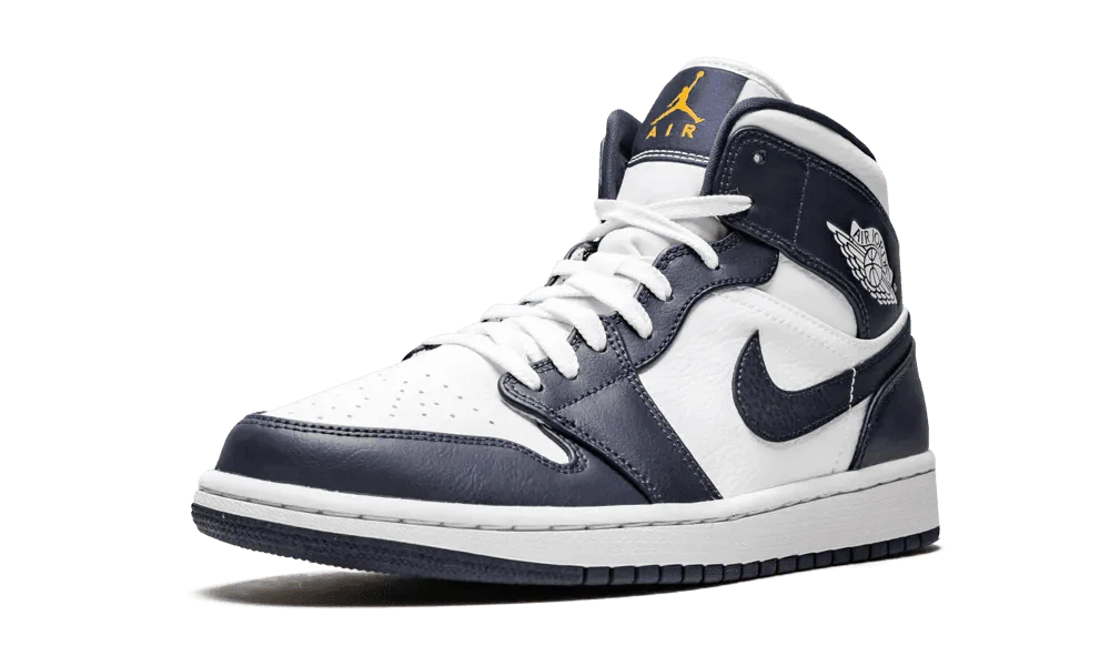 Nike Air Jordan 1 Mid White Metallic Gold Obsidian - Image 4