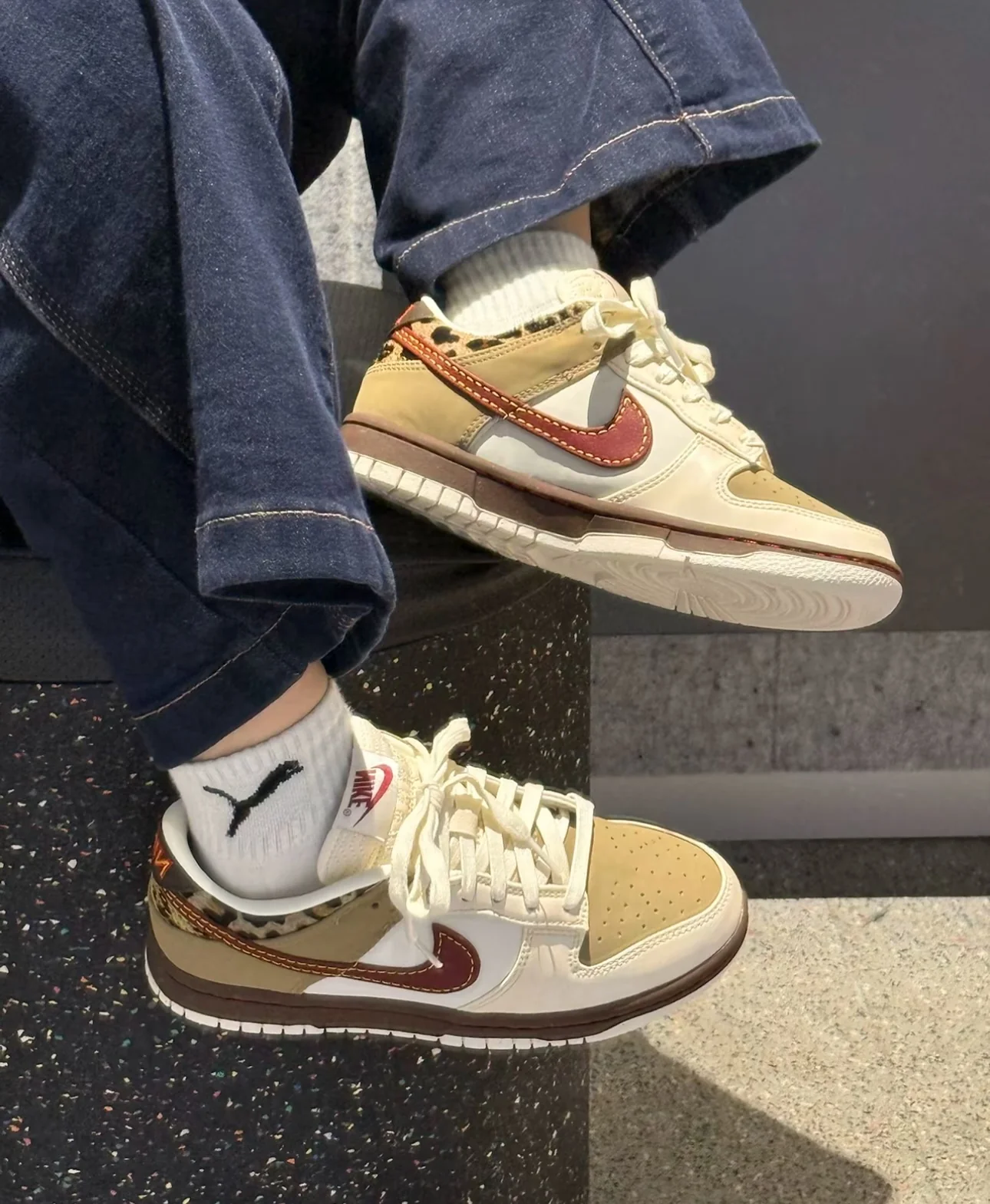 Nike Dunk Low Retro Khaki Team Red Pearl White - Image 2