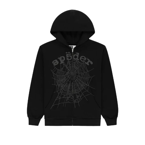 Sp5der OG Web V2 Phantom Zip Up Hoodie Black
