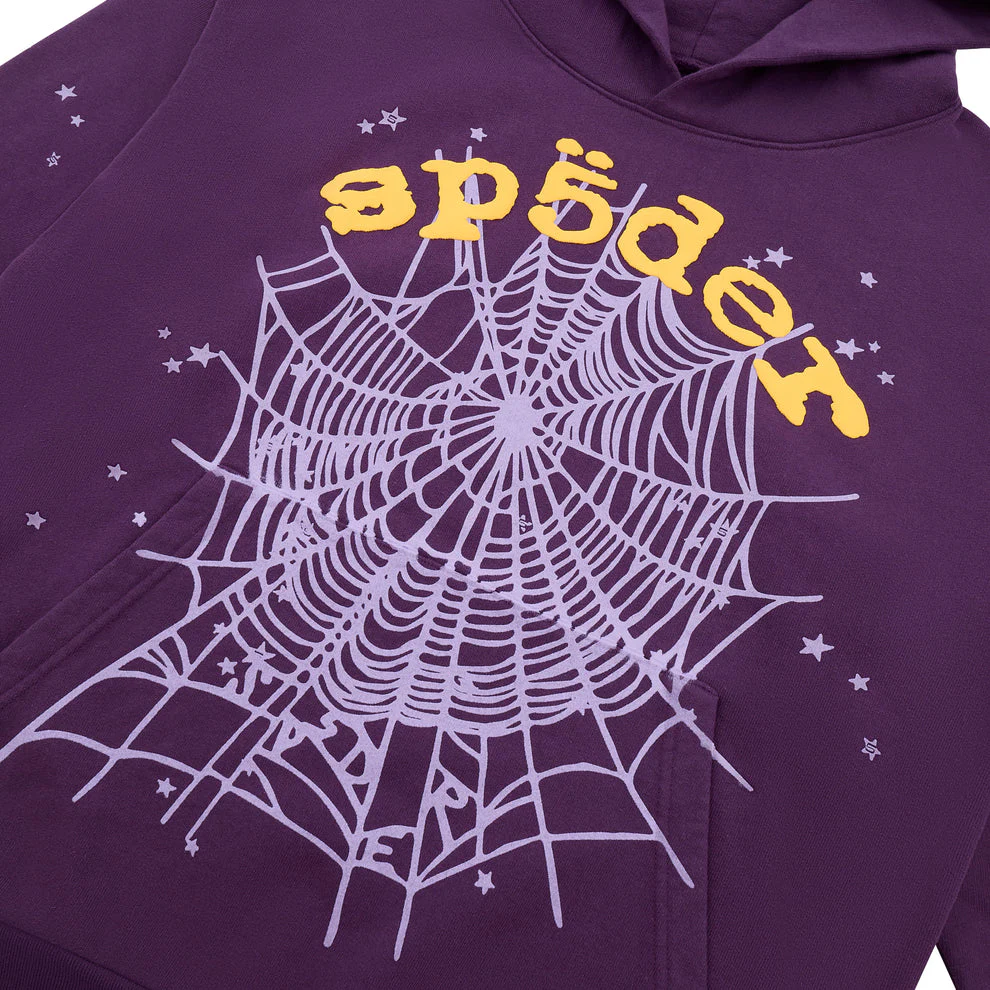 Sp5der OG Web V2 Star Hoodie Purple - Image 3