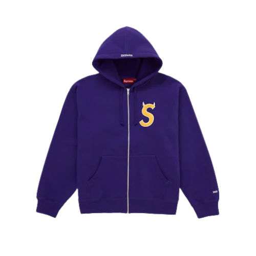 Supreme Devil S Logo Zip Up Hooded Sweatshirt Purple