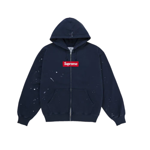 Supreme MM6 Maison Margiela Box Logo Zip Up Hooded Sweatshirt Navy