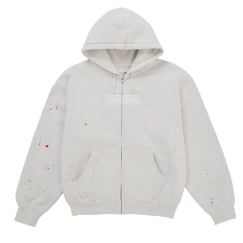 Supreme MM6 Maison Margiela Box Logo Zip Up Hooded Sweatshirt White