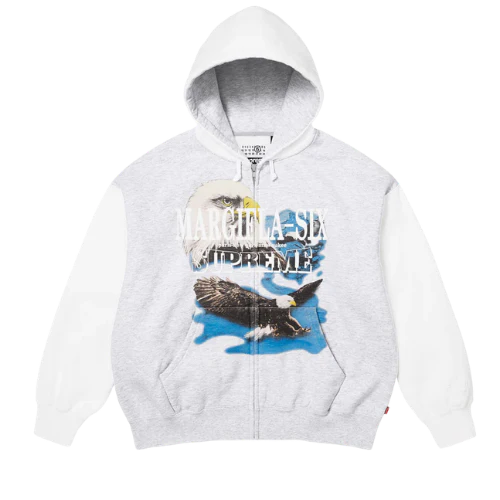 Supreme MM6 Maison Margiela Eagle Zip Up Hooded Sweatshirt White
