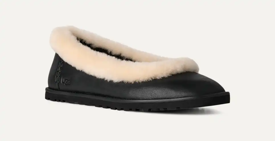 UGG Zora Leather Ballet Flat Black - Image 4